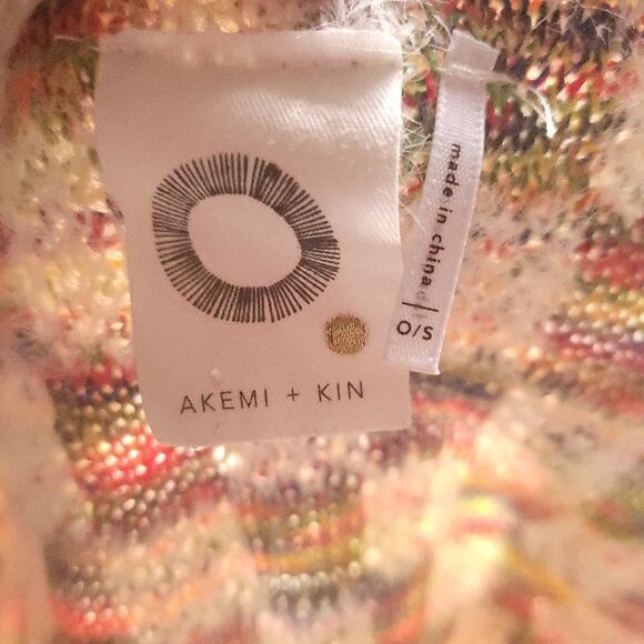 Anthropologie Akemi Kin Aurora rainbow Eyelash Wrap cardigan Kimono One Size - Picture 6 of 11